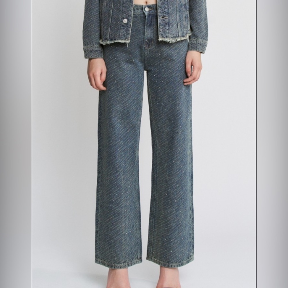 MICA DENIM Super High Studded Wide Leg Jeans